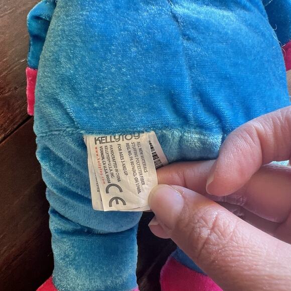 VERY RARE Beautiful Kellytoy Blue & Pink Teddy Bear 14" Plush Stuffed Animal Toy - Picture 4 of 5